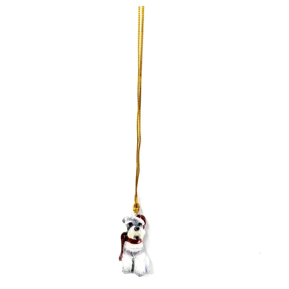 Schnauzer Dog Christmas Tree Ornament Santa Hat Scarf Holiday‎ Decor Hanging